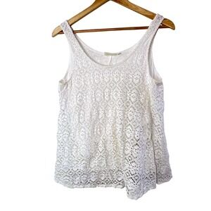 Deletta White Crochet Lace Tank Top Women's Size Medium Boho Beach Summer